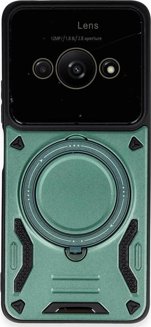 Xiaomi Poco C61 Kılıf Joy Lens Standlı Kapak - Koyu Yeşil-(5796)
