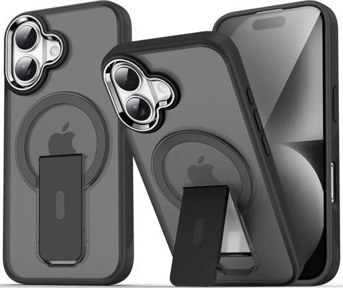 iPhone 16 Plus Kılıf Tork Magsafe Standlı Kapak - Siyah-(5796)