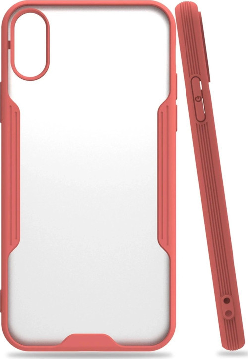 iPhone X Kılıf Platin Silikon - Pembe-(5796)