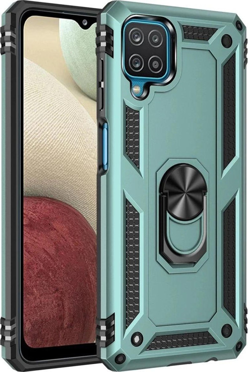 Samsung Galaxy A22 Kılıf Sofya Yüzüklü Silikon Kapak - Yeşil-(5796)