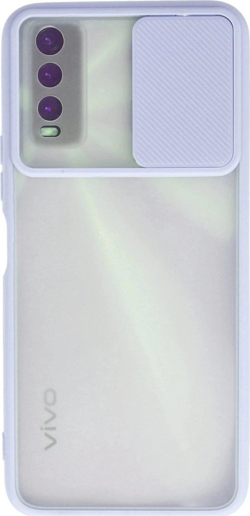 Vivo Y11S Kılıf Palm Buzlu Kamera Sürgülü Silikon - Lila-(5796)