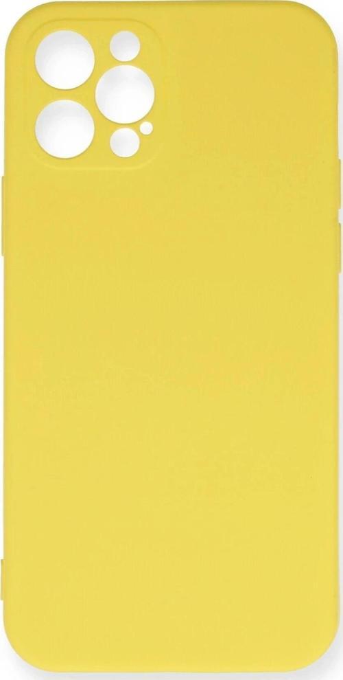 iPhone 12 Pro Max Kılıf Nano içi Kadife Silikon - Sarı-(5796)