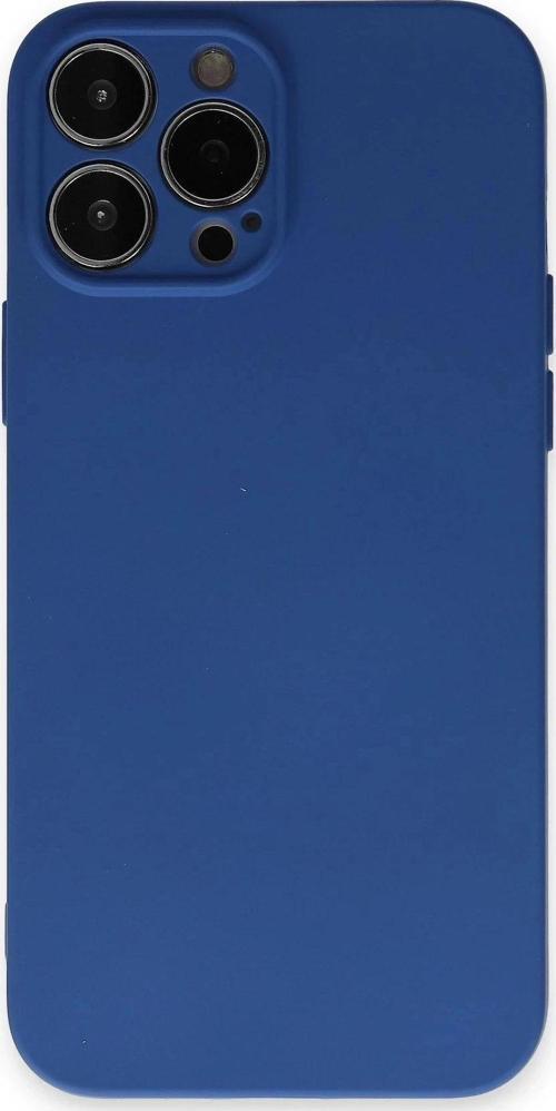 iPhone 13 Pro Max Kılıf Nano içi Kadife Silikon - Lacivert-(5796)