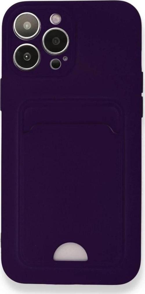 iPhone 13 Pro Kılıf Kelvin Kartvizitli Silikon - Derin Mor-(5796)