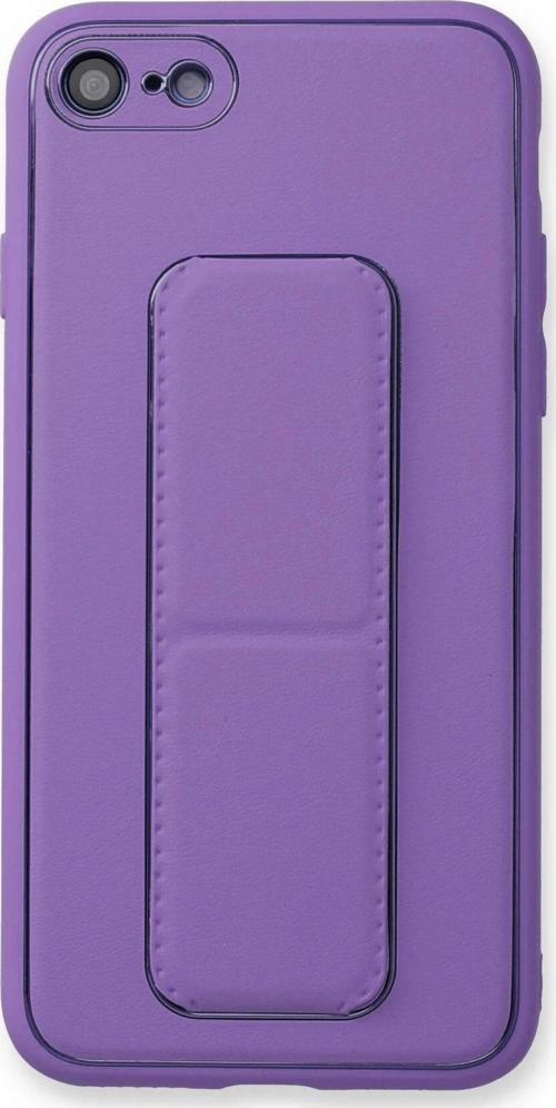 iPhone 7 Kılıf Coco Deri Standlı Kapak - Koyu Lila-(5796)