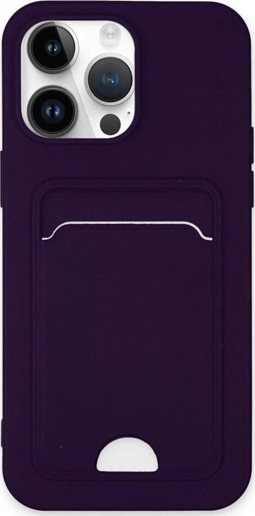 iPhone 14 Pro Max Kılıf Kelvin Kartvizitli Silikon - Derin Mor-(5796)