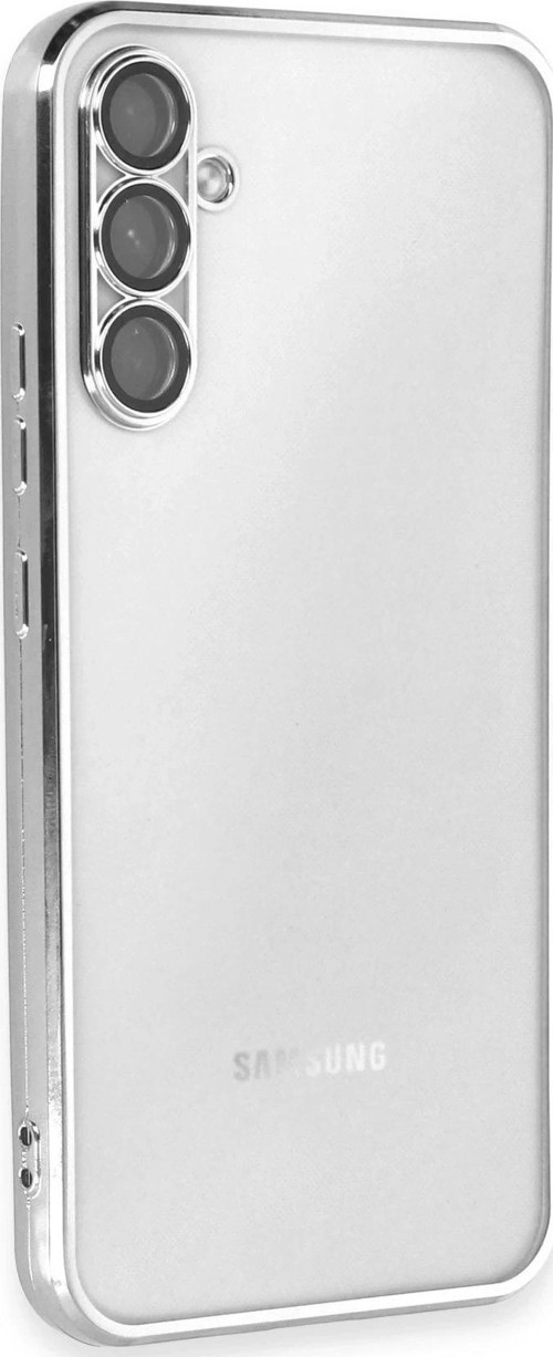 Samsung Galaxy A34 5G Kılıf Lensli Silikon - Gümüş-(5796)