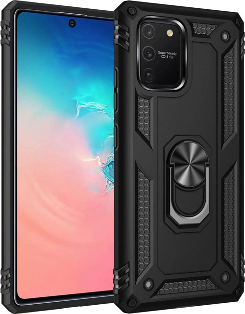 Samsung Galaxy A91 / S10 Lite Kılıf Sofya Yüzüklü Silikon Kapak - Siyah-(5796)