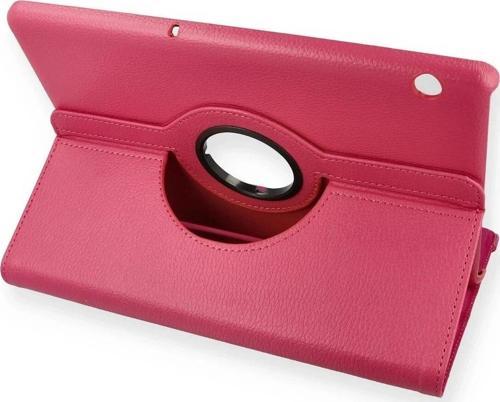 Huawei MediaPad T5 10 Kılıf 360 Tablet Deri Kılıf - Pembe-(5796)