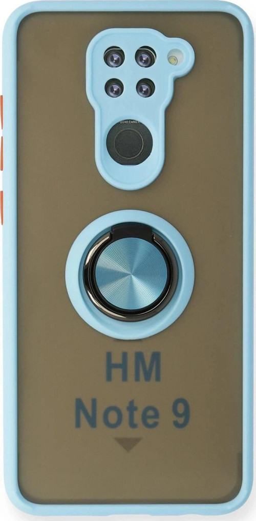 Xiaomi Redmi Note 9 Kılıf Montreal Yüzüklü Silikon Kapak - Buz Mavi-(5796)