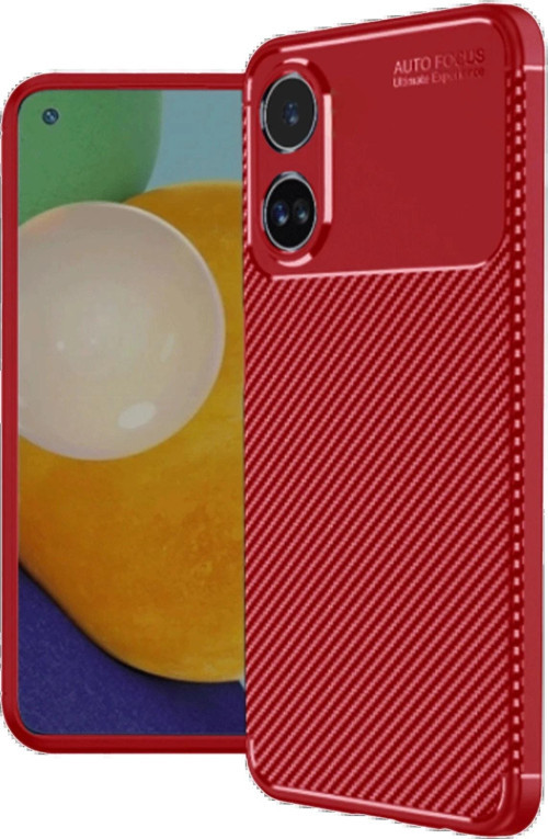 Oppo A38 Kılıf Auto Focus Karbon Kapak - Kırmızı-(5796)