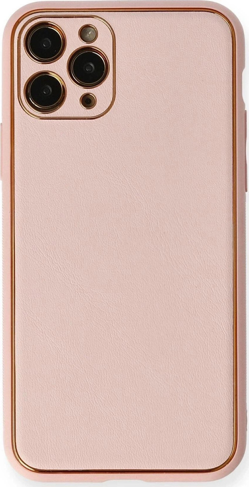 iPhone 11 Pro Max Kılıf Coco Deri Silikon Kapak - Pembe-(5796)