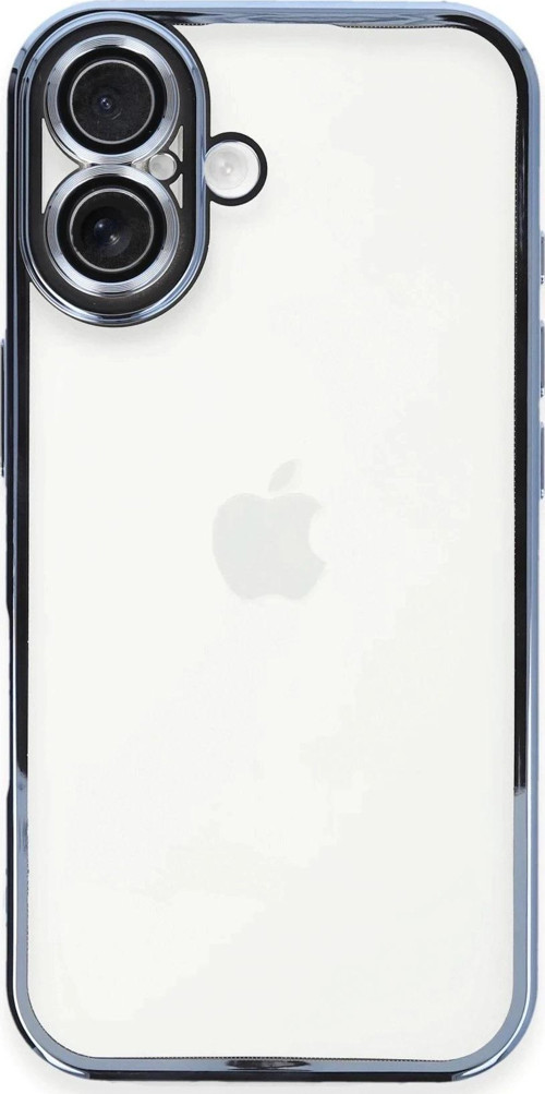 iPhone 16 Plus Kılıf Lensli Silikon - Açık Mavi-(5796)