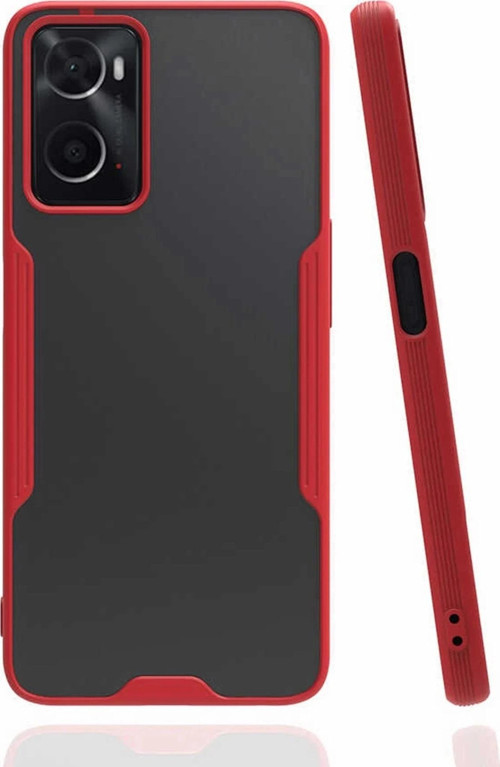 Oppo A96 Kılıf Platin Silikon - Kırmızı-(5796)