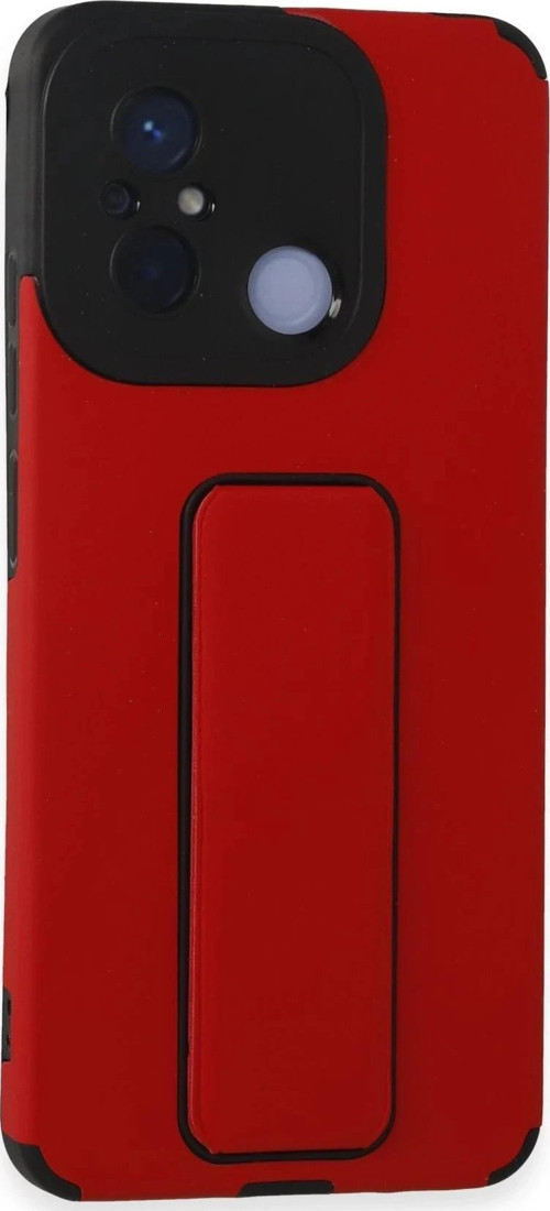 Xiaomi Redmi 12C Kılıf Mega Standlı Silikon - Kırmızı-(5796)