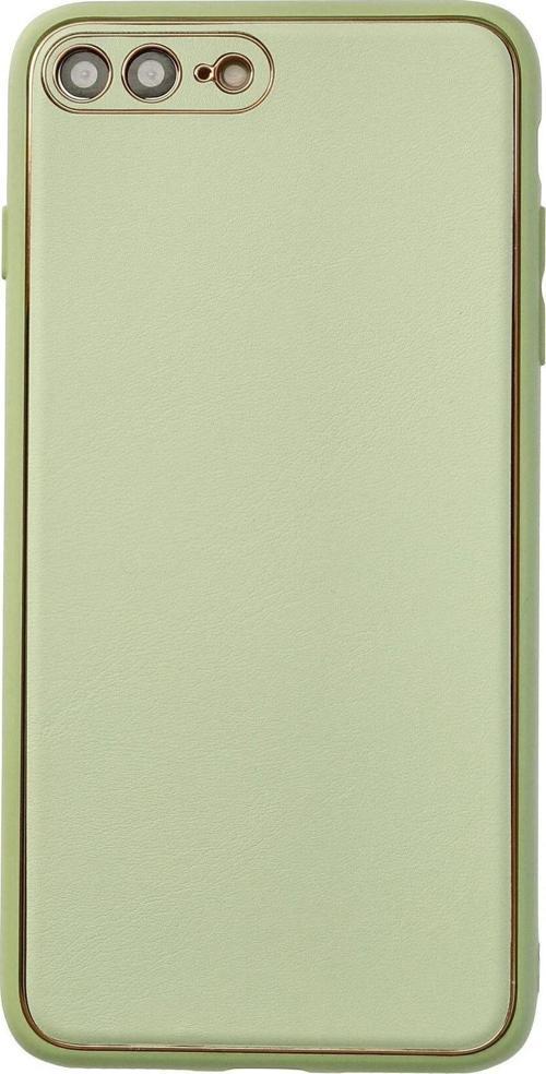 iPhone 7 Plus Kılıf Coco Deri Silikon Kapak - Açık Yeşil-(5796)