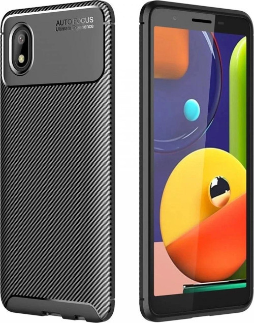 Samsung Galaxy A01 Core Kılıf Auto Focus Karbon Kapak - Siyah-(5796)