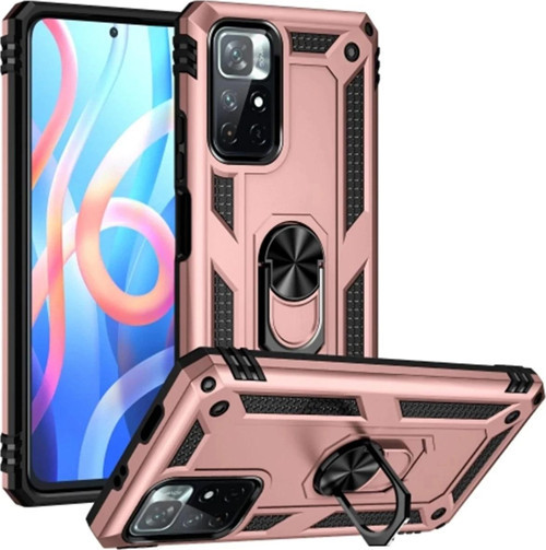 Xiaomi Redmi Note 11T Kılıf Sofya Yüzüklü Silikon Kapak - Rose-(5796)