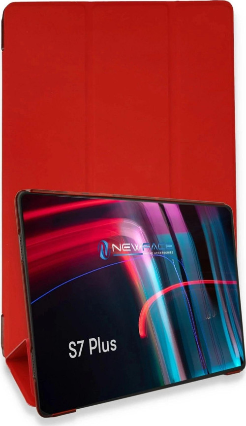 Samsung Galaxy T970 Tab S7 Plus 12.4 Kılıf Tablet Smart Kılıf - Kırmızı-(5796)