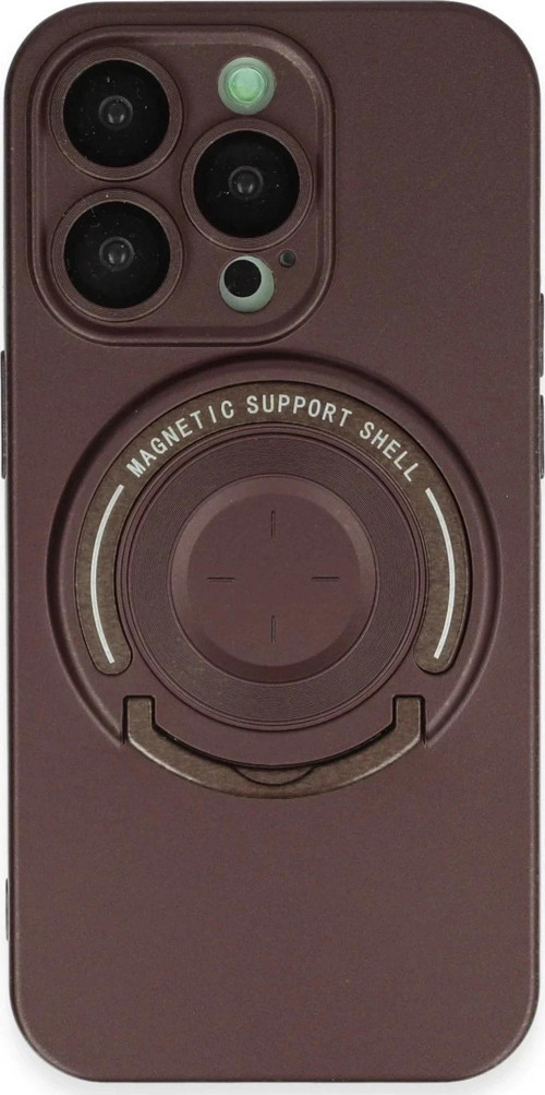 iPhone 13 Pro Kılıf Lukka Magneticsafe Kapak - Kahverengi-(5796)