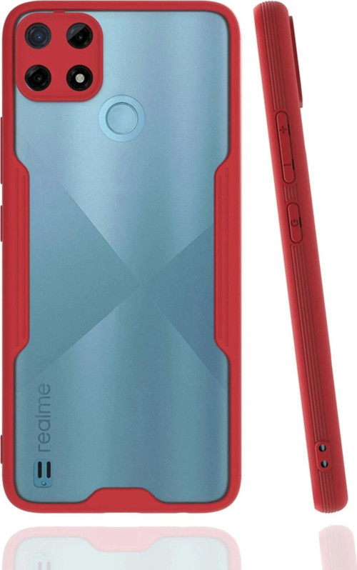 Realme C25Y Kılıf Platin Silikon - Kırmızı-(5796)