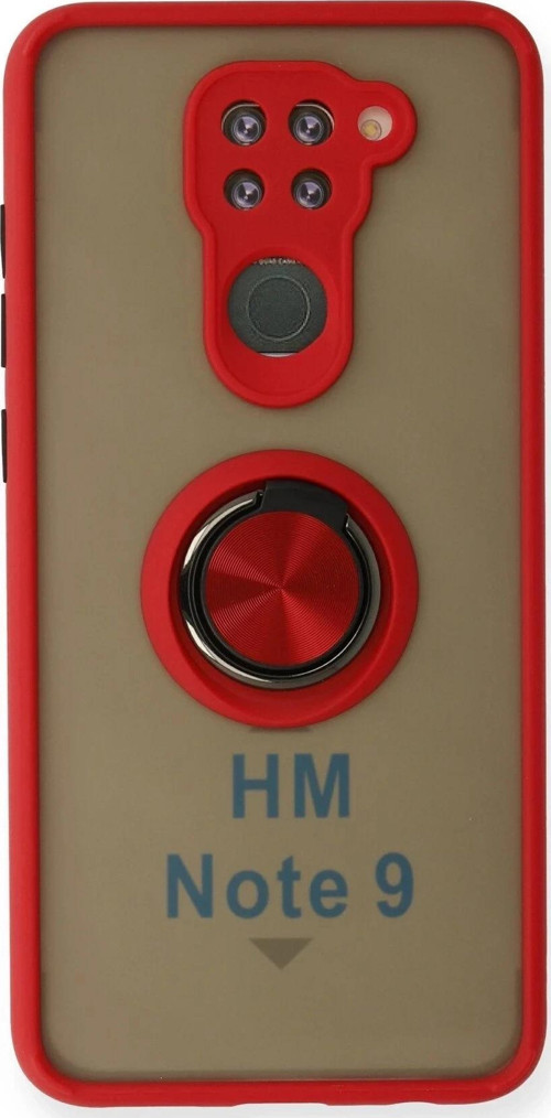 Xiaomi Redmi Note 9 Kılıf Montreal Yüzüklü Silikon Kapak - Kırmızı-(5796)