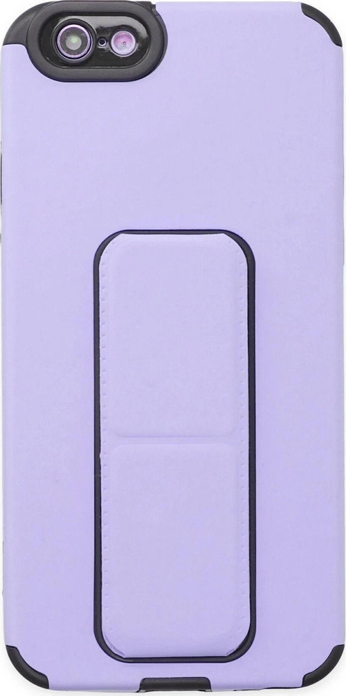iPhone 6 Kılıf Mega Standlı Silikon - Lila-(5796)