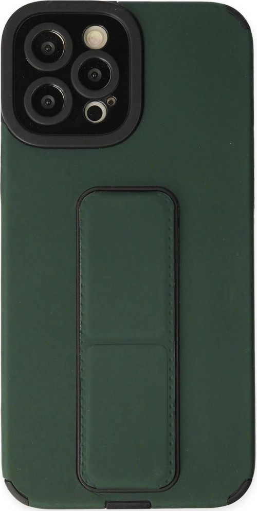 iPhone 12 Pro Max Kılıf Mega Standlı Silikon - Yeşil-(5796)