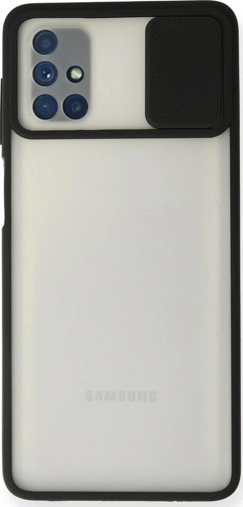 Samsung Galaxy M51 Kılıf Palm Buzlu Kamera Sürgülü Silikon - Siyah-(5796)