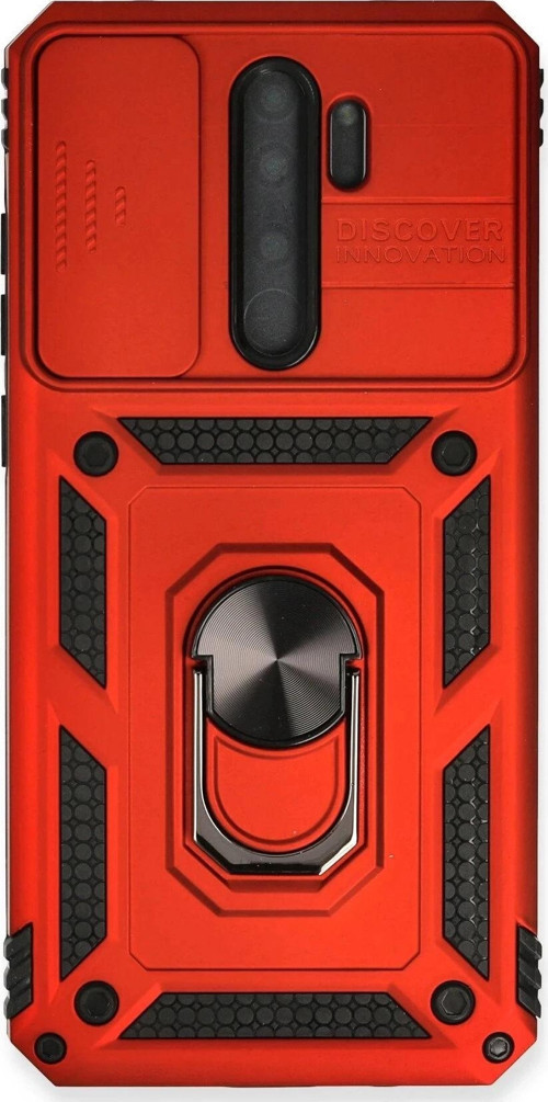 Xiaomi Redmi Note 8 Pro Kılıf Pars Lens Yüzüklü Silikon - Kırmızı-(5796)