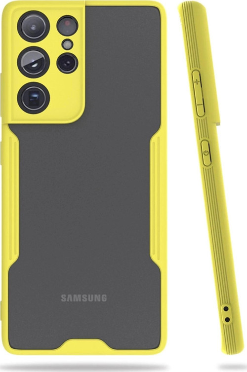 Samsung Galaxy S21 Ultra Kılıf Platin Silikon - Sarı-(5796)
