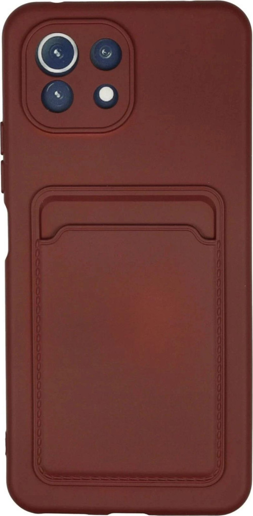 Xiaomi Mi 11 Kılıf Kelvin Kartvizitli Silikon - Bordo-(5796)