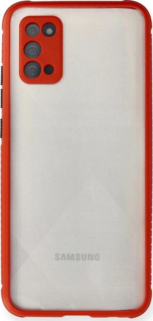 Samsung Galaxy A02S Kılıf Miami Şeffaf Silikon - Kırmızı-(5796)
