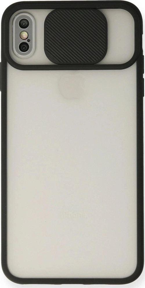iPhone XS Max Kılıf Palm Buzlu Kamera Sürgülü Silikon - Siyah-(5796)