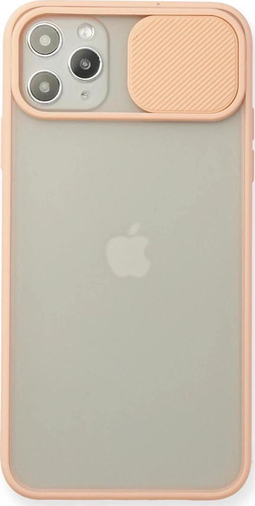 iPhone 11 Pro Max Kılıf Palm Buzlu Kamera Sürgülü Silikon - Pembe-(5796)