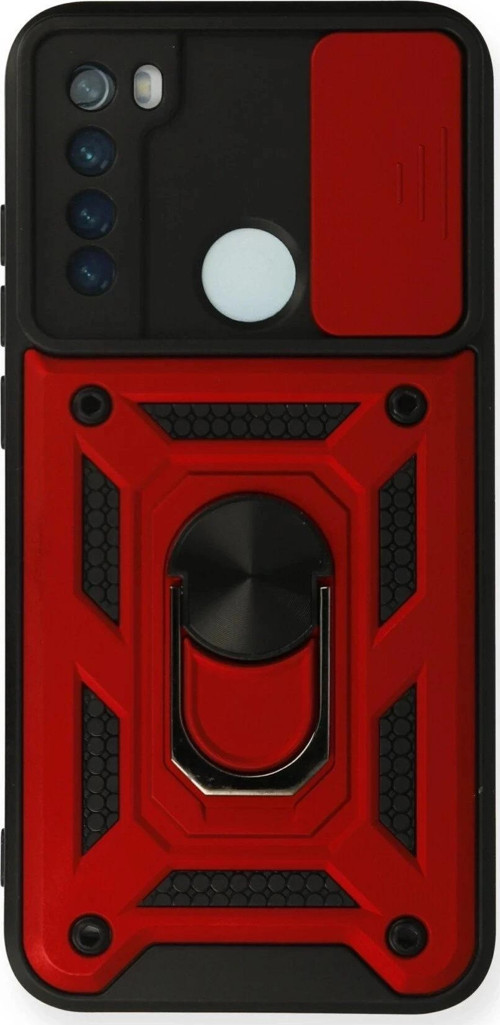 Xiaomi Redmi Note 8 Kılıf Pars Lens Yüzüklü Silikon - Kırmızı-(5796)