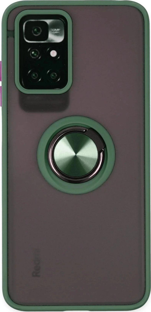 Xiaomi Redmi 10 2022 Kılıf Montreal Yüzüklü Silikon Kapak - Yeşil-(5796)
