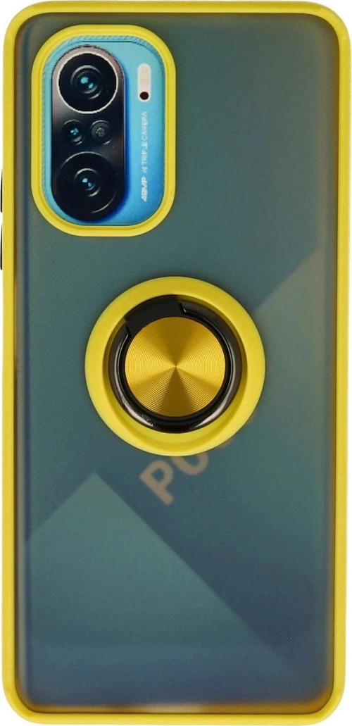 Xiaomi Redmi K40 Kılıf Montreal Yüzüklü Silikon Kapak - Sarı-(5796)