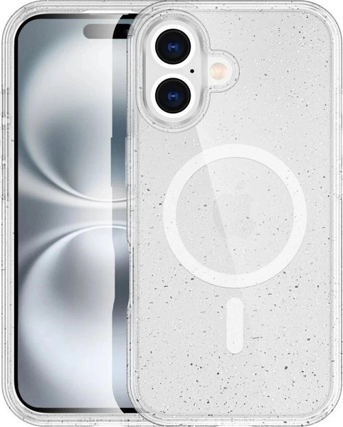 iPhone 16 Plus Kılıf Star Magsafe Kapak - Şeffaf-(5796)