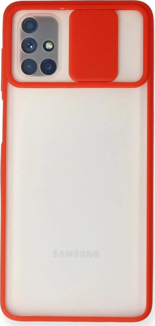 Samsung Galaxy M51 Kılıf Palm Buzlu Kamera Sürgülü Silikon - Kırmızı-(5796)