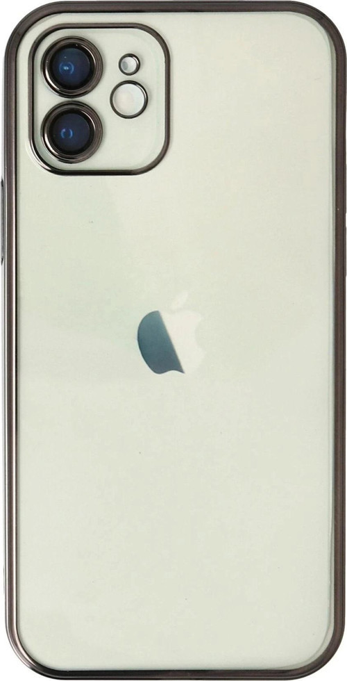 iPhone 12 Kılıf Lensli Silikon - Siyah-(5796)