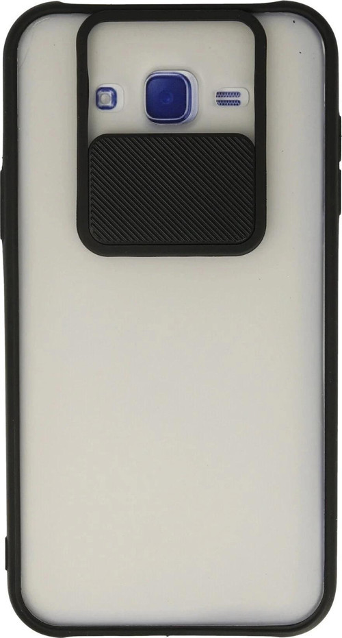 Samsung Galaxy J7 Kılıf Palm Buzlu Kamera Sürgülü Silikon - Siyah-(5796)