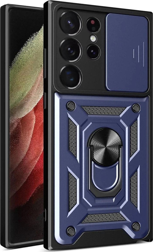 Samsung Galaxy S23 Ultra Kılıf Pars Lens Yüzüklü Silikon - Lacivert-(5796)
