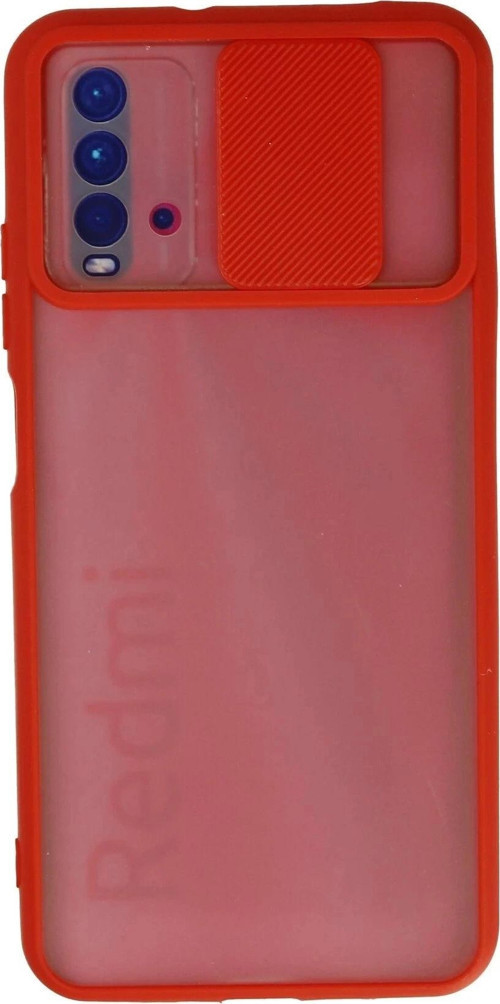 Xiaomi Redmi 9T Kılıf Palm Buzlu Kamera Sürgülü Silikon - Kırmızı-(5796)