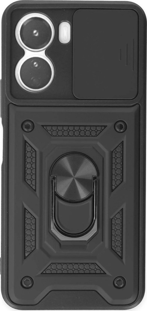 Vivo Y16 Kılıf Pars Lens Yüzüklü Silikon - Siyah-(5796)