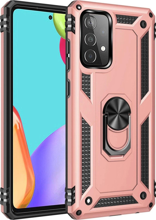 Samsung Galaxy A52 Kılıf Sofya Yüzüklü Silikon Kapak - Rose-(5796)