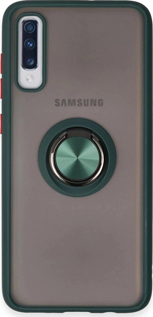 Samsung Galaxy A70 Kılıf Montreal Yüzüklü Silikon Kapak - Yeşil-(5796)