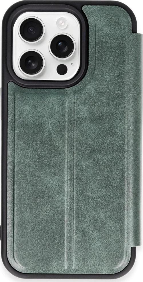 iPhone 14 Pro Max Kılıf Flip Cover - Koyu Yeşil-(5796)