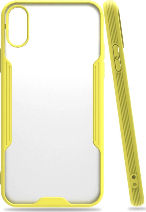 iPhone X Kılıf Platin Silikon - Sarı-(5796)