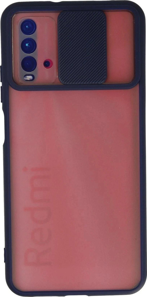 Xiaomi Redmi 9T Kılıf Palm Buzlu Kamera Sürgülü Silikon - Lacivert-(5796)